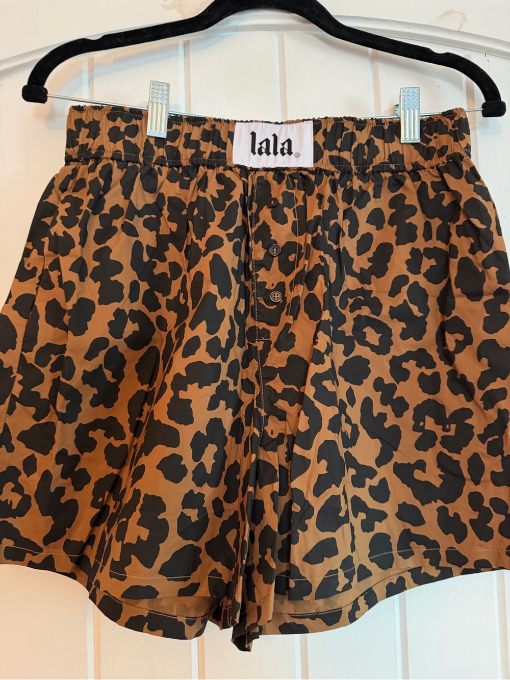 Dressed in LALA Leopard Print Boxer Shorts, S/M